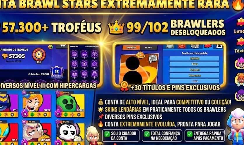 CONTA BRAWL STARS EXTREMAMENTE RARA