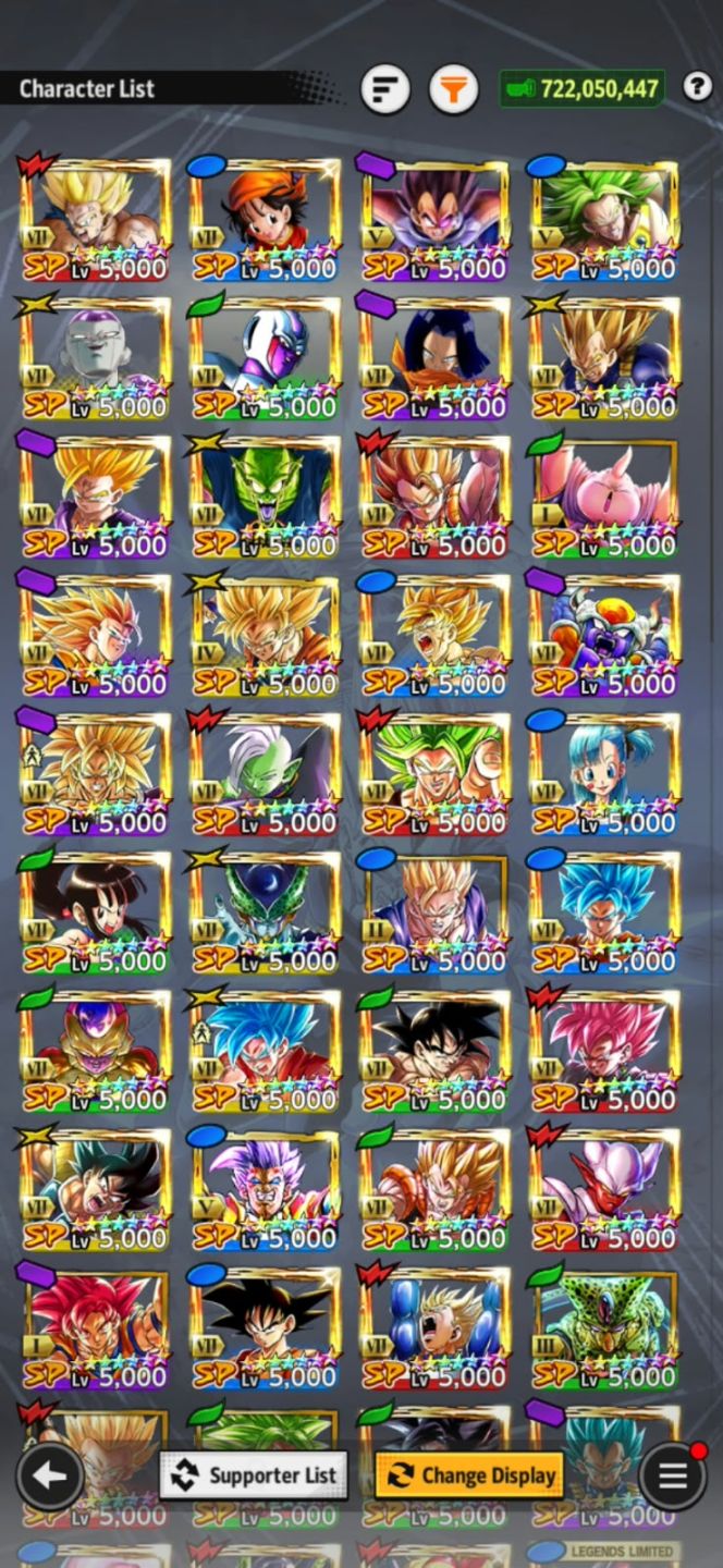CONTA DRAGON BALL LEGENDS COM VÁRIOS LFS E ULTRAS - ENTREGA IMEDIATA