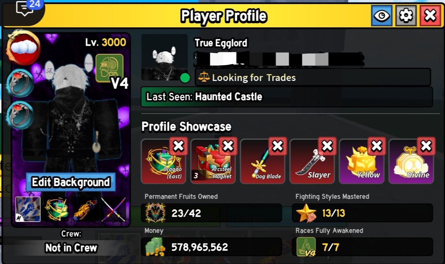 Conta Blox Fruits com 23 Perms, Todas Gamepasses, Todas V4 Full, 15 Storage