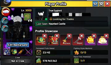 Conta Blox Fruits com 23 Perms, Todas Gamepasses, Todas V4 Full, 15 Storage