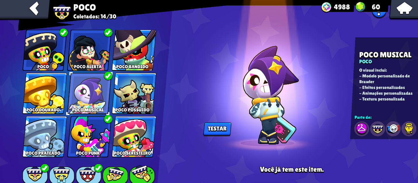 CONTA BRAWL STARS GEMADA COM VÁRIAS SKINS VALIOSAS