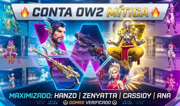 Conta OW2 | Mítica Hanzo, Mítica Zenyatta, Arma Mítica/Dourada + Skins de Passe