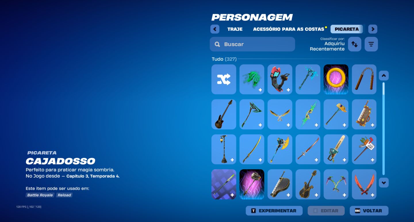Conta de Fortnite com várias skins desde do capítulo 1 temporada 5
