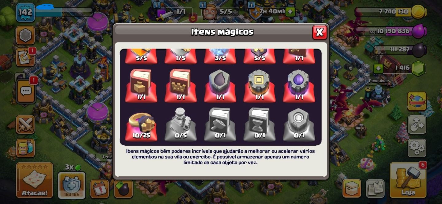 CONTA SUPERCEL COM PROGRESSO E MUITOS ITENS NOS CLASHS E BRAWL(LEIA A DESCRIÇÃO)