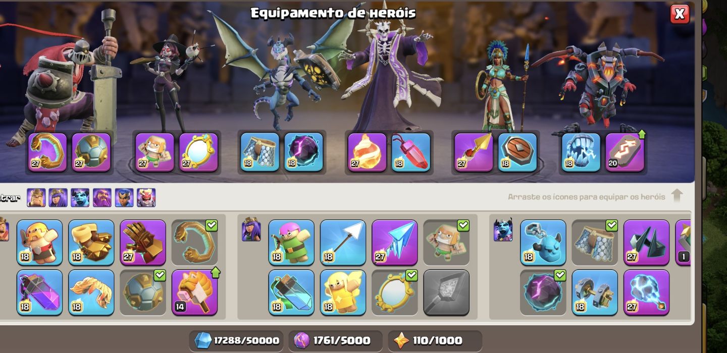 CLASH OF CLANS | CONTA LENDÁRIA NÍVEL 500 | FULL MAX | 30+ SKINS | RARÍSSIMA
