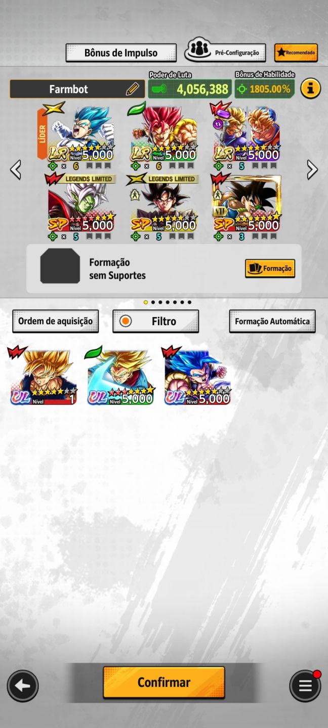 Conta de dragon ball legend com personagens bons