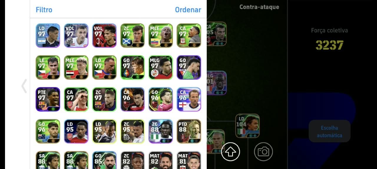 Conta eFootball Mobile | Força Coletiva 3237 | Elenco Forte | Jogadores 100+