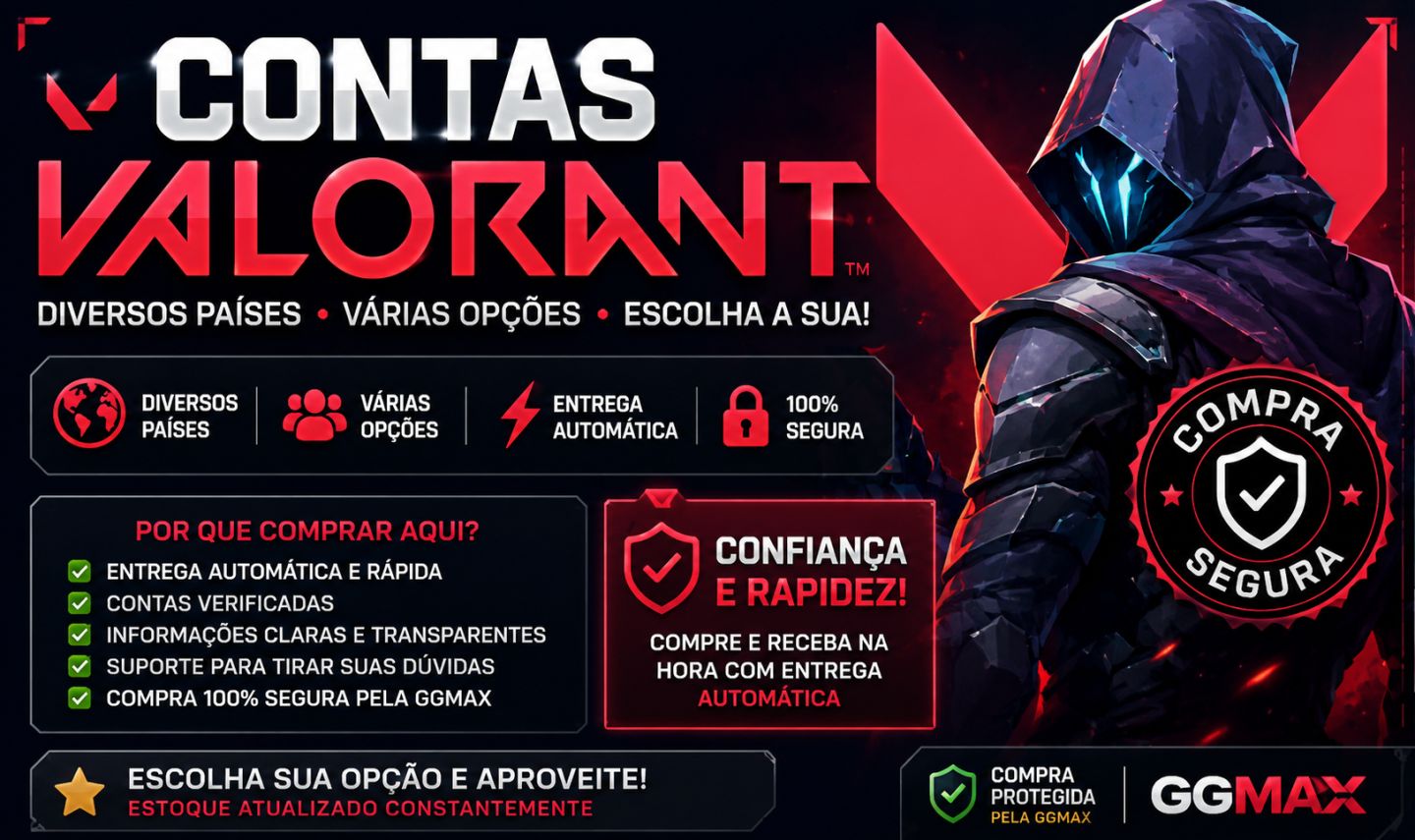 CONTAS VALORANT | DIVERSOS PAÍSES | ENTREGA AUTOMÁTICA