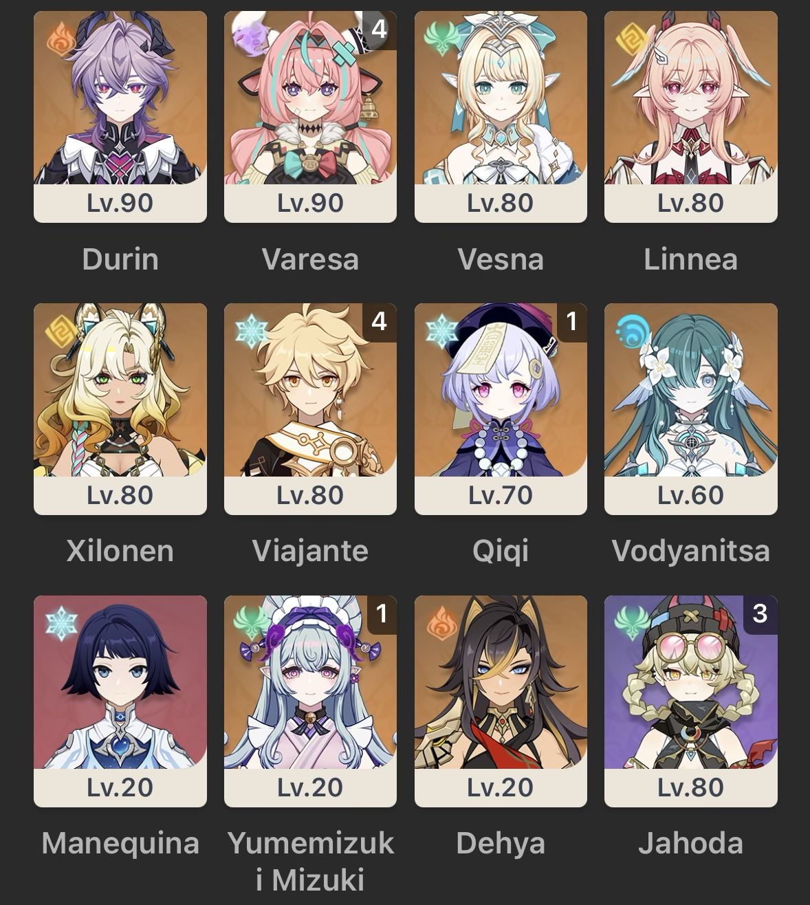 VESNA, VODYANITSA + Bis, VARESA C4 + BIS, DURIN, XILONEN E +