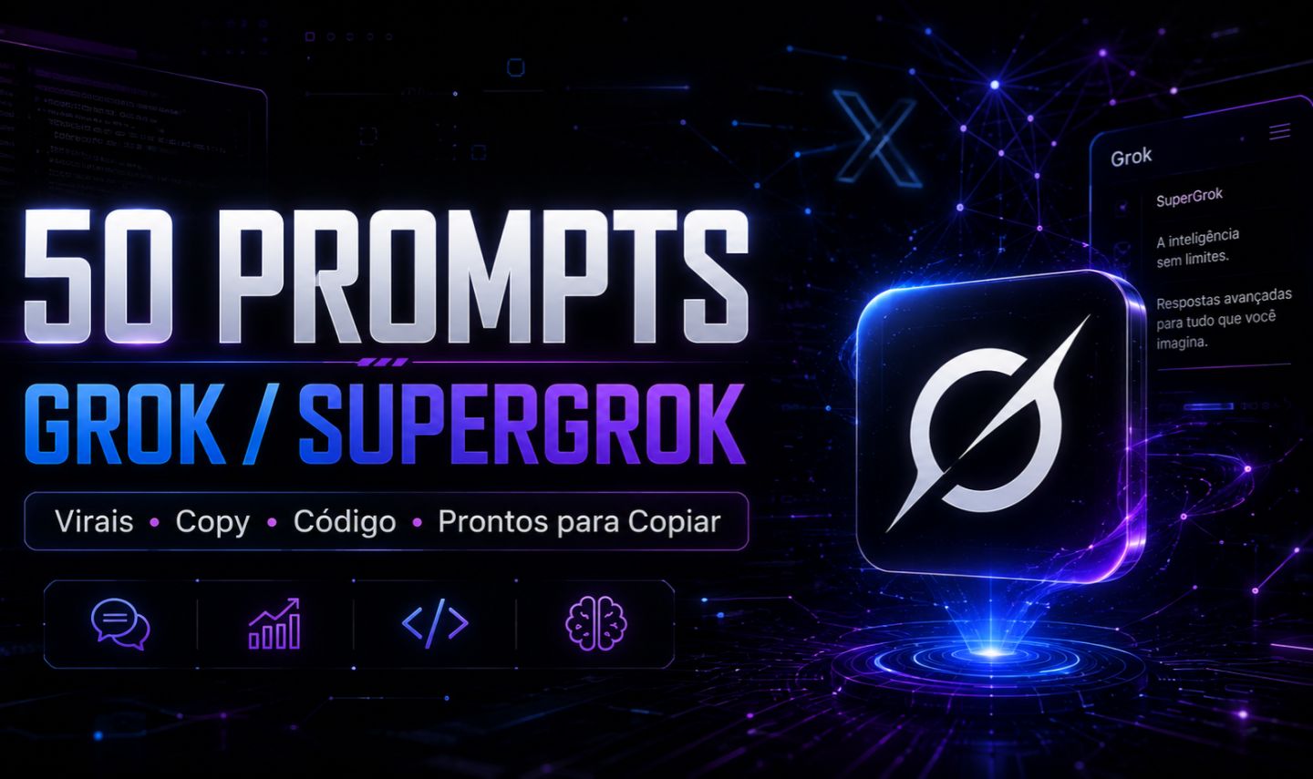 PACK 50 PROMPTS DE IA VIRAIS | CHATGPT GEMINI GROK | ENTREGA AUTOMÁTICA