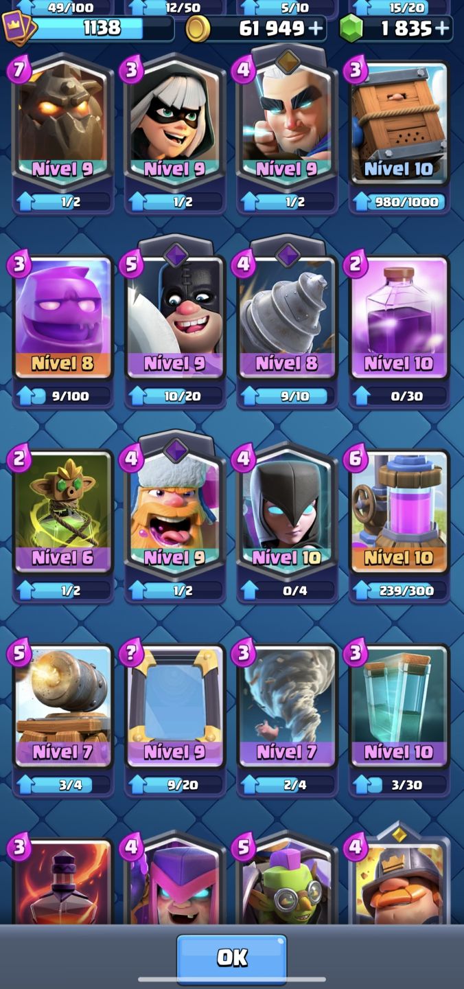 Conta Clash Royale 7709 Troféus | 1.8k Gemas + 61k Ouro | Sem Banimento
