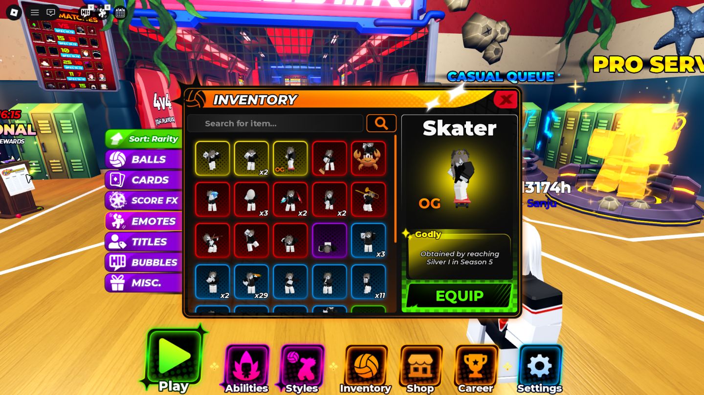 CONTA ANTIGA PARADA DE VOLLEYBALL LEGENDS LVL 200+ COM MAIS DE 6 SECRETS