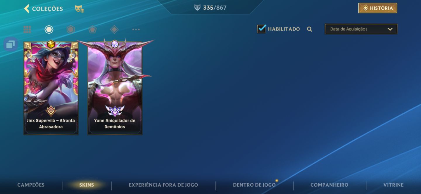 CONTA WILD RIFT MONARCA/LENDA 65,8K COLECÃO MAIN TOP