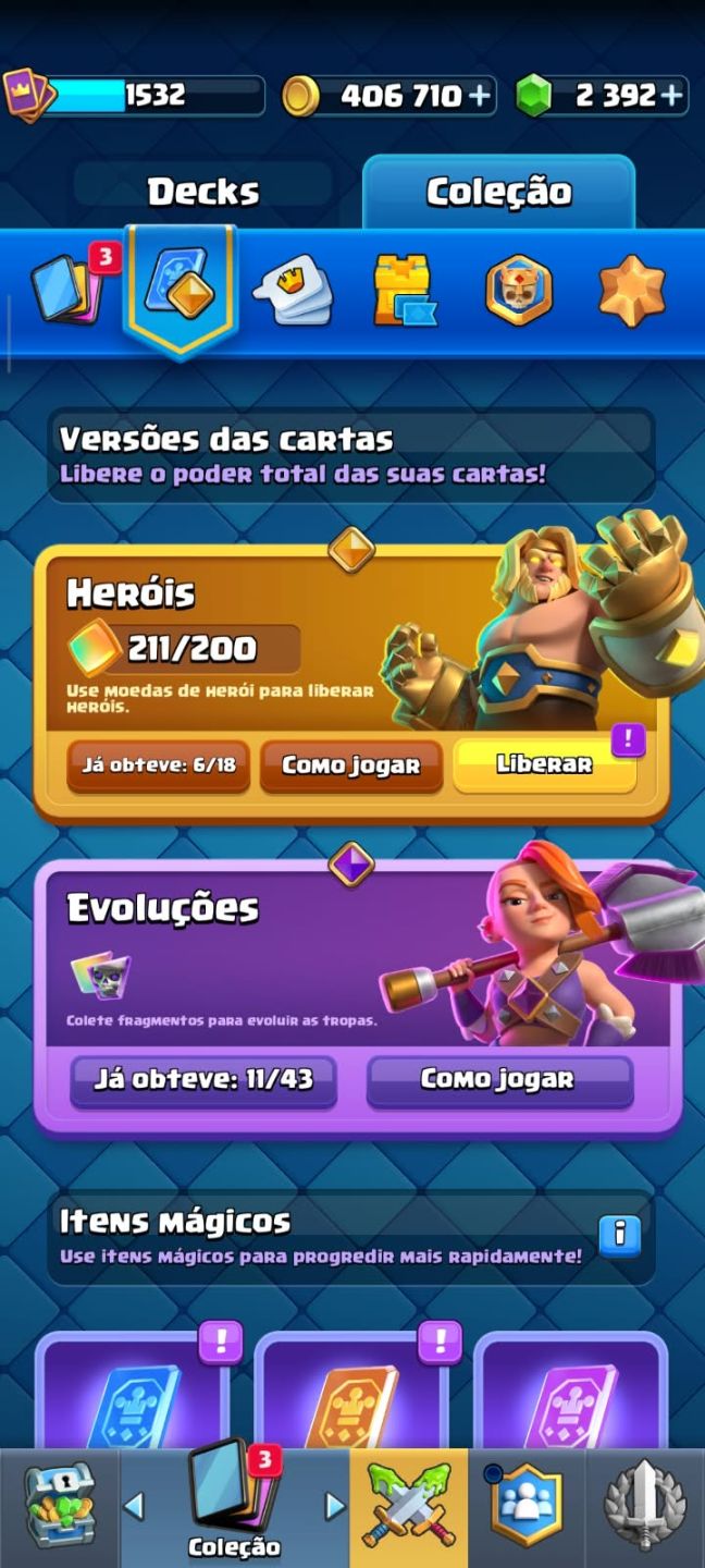 CONTA DE CLASH ROYALE BEM UPADA, DECK PRINCIPAL FULL 16