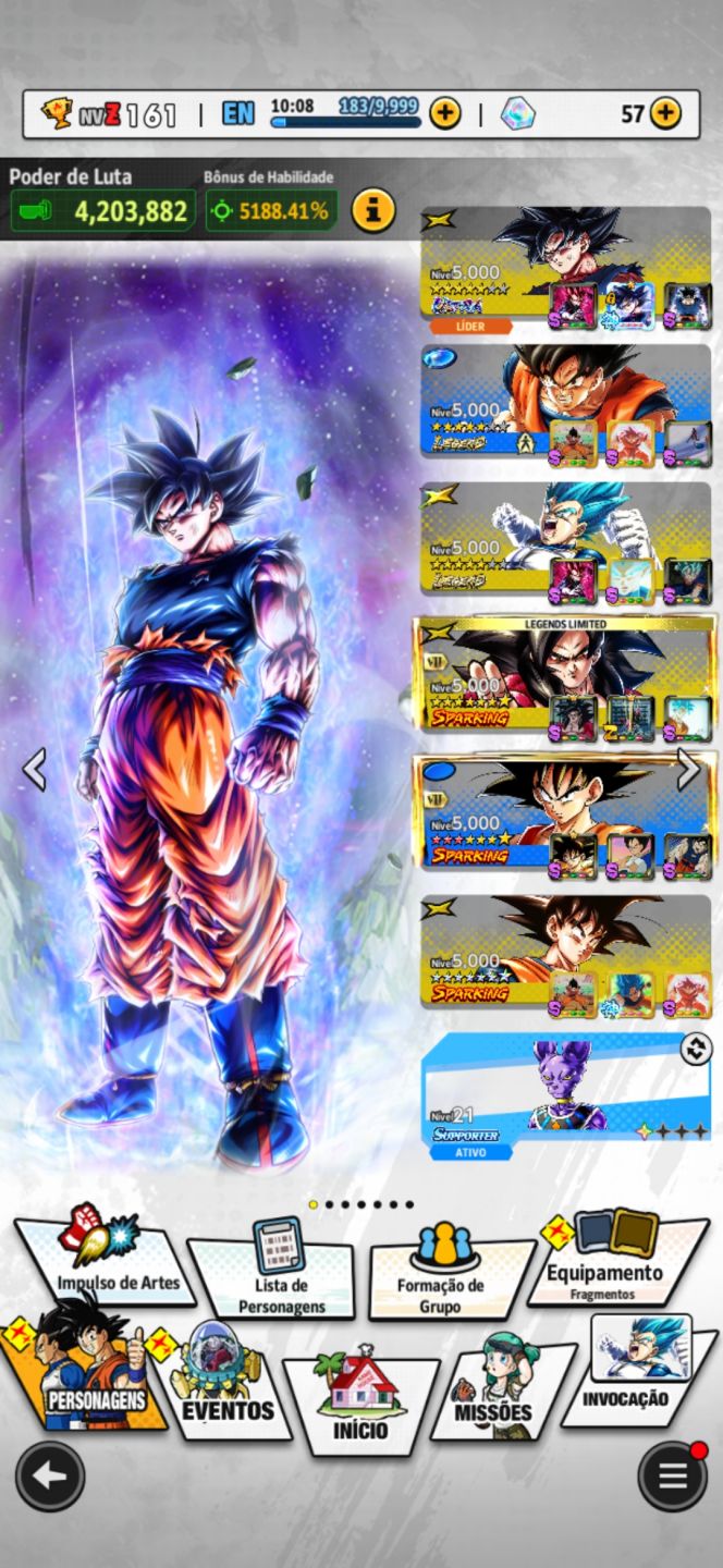 CONTA DE DRAGON BALL LEGENDS - 2 ULTRAS (tirando os gratuitos) + 3 LEGEND