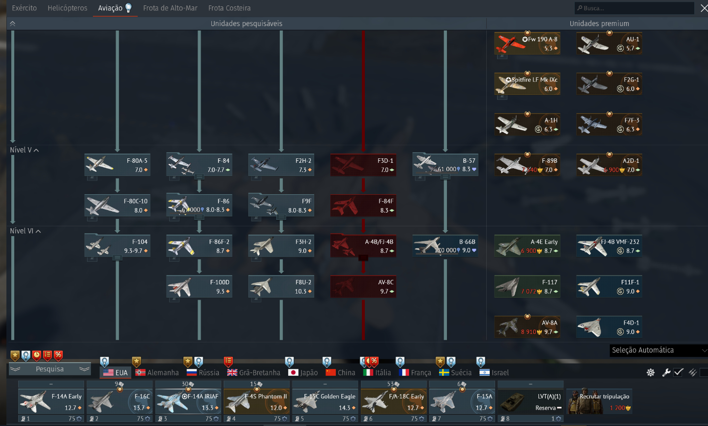CONTA WAR THUNDER 2013 - 45 VEICULOS PREMIUM - MAIORIA DOS TOP TIER!