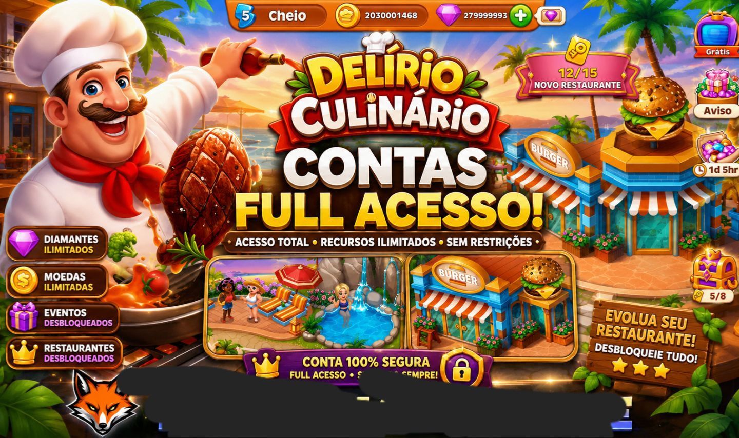 CONTAS DO JOGO DELÍRIO CULINÁRIO (SEU EMAIL)