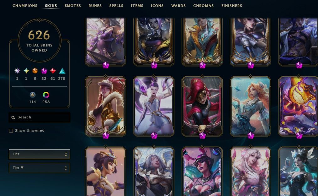 Conta LOL 672 Skins (incluindo Sahn Uzal + Variantes Miticos) + rec. de passes