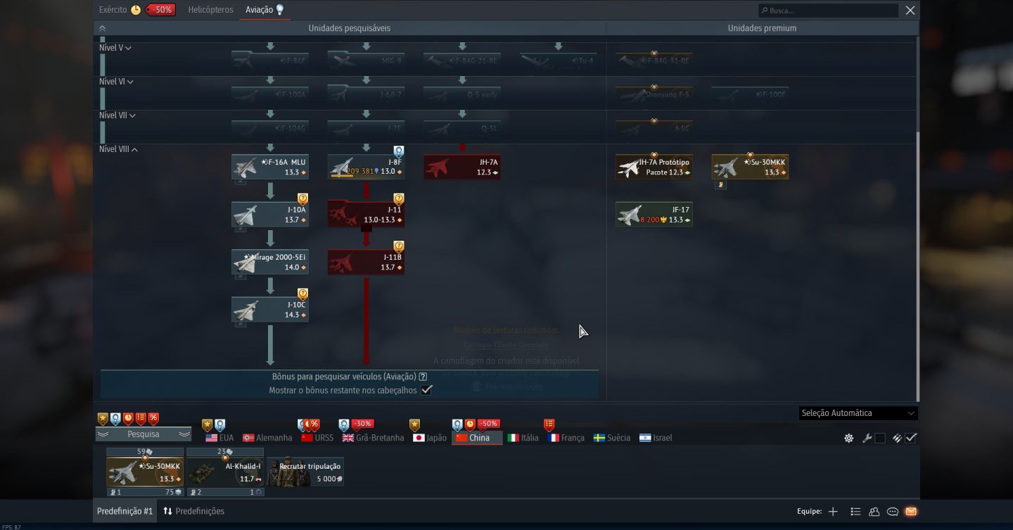 Conta War thunder Top tier em aviação