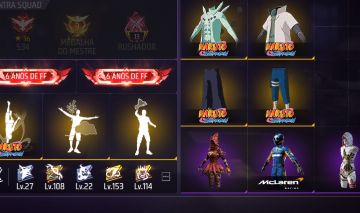 CONTA FREE FIRE ANTIGA (6 ANOS) - COLLAB NARUTO COMPLETA + ITENS RAROS!