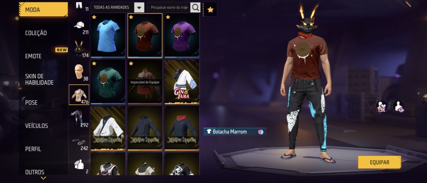 CONTA GEMADA FREE FIRE COM MUITA SKIN RARA