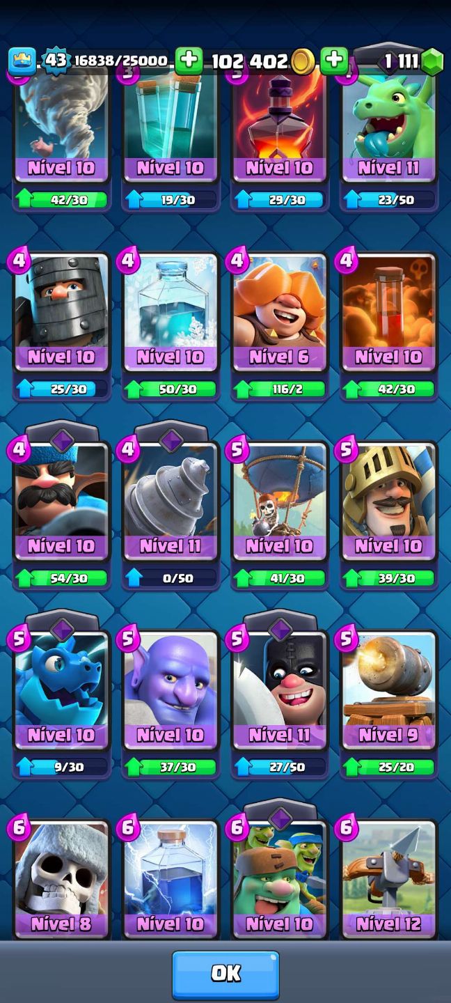 Conta de Clash Royale com 8 anos, +1100 gemas para troca de nome.