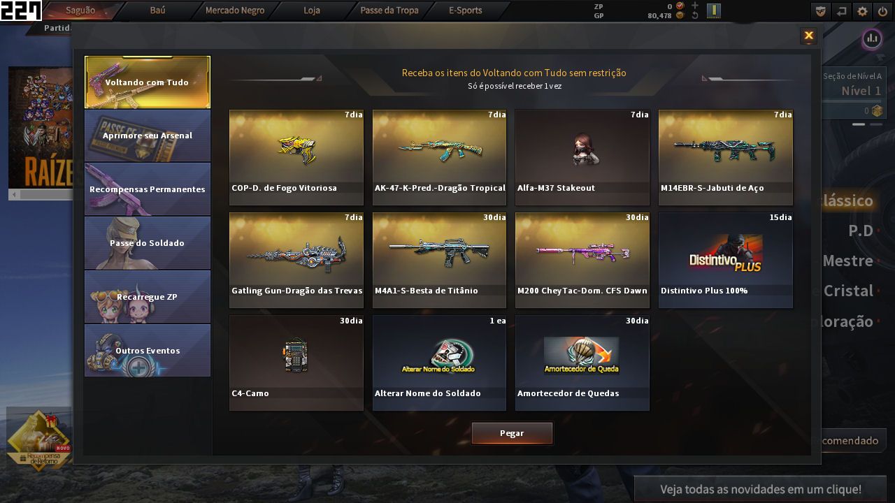 CONTA CROSSFIRE BARRINHA OURO QUASE PRATA VIP PROTO