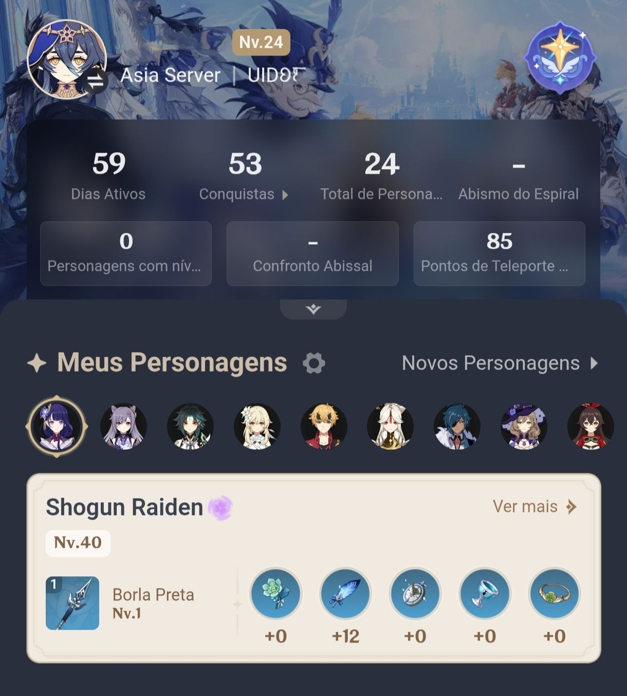 CONTA GENSHIN AR 56 VARKA ALBEDO FLINS E NEFER NO GARANTIDO+RAIDEN XIAO SV ASIA