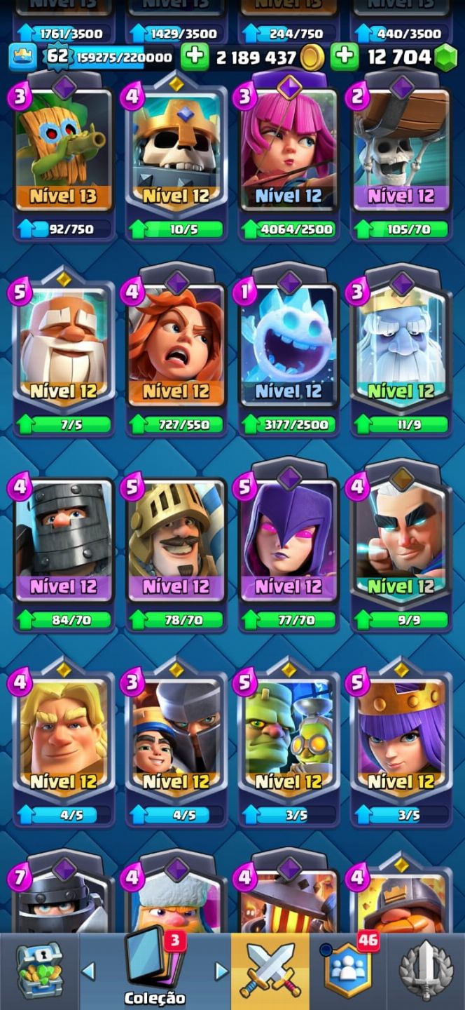Conta Clash Royale com 12k de gemas + Braw Stars + Clash of Clans