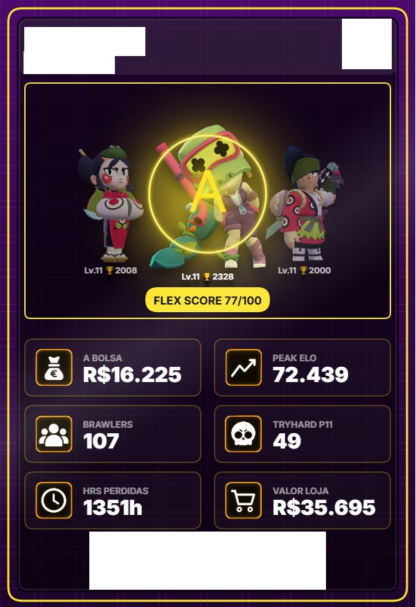 CONTA BRAWL STARS OG | 72K TROFÉUS | LENDÁRIO I BEST | 107 BRAWLERS (49 P11) | M