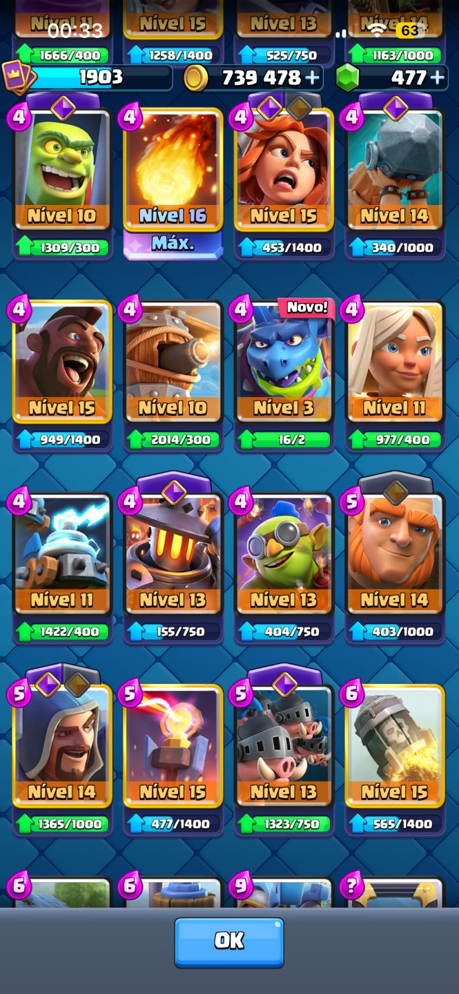 Conta de Clash Royale com 34 evoluções