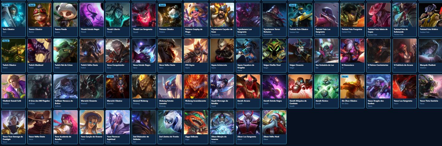 LEAGUE OF LEGENDS 245 SKINS NIVEL 250 PLATINA 4 TODOS CAMPEOES