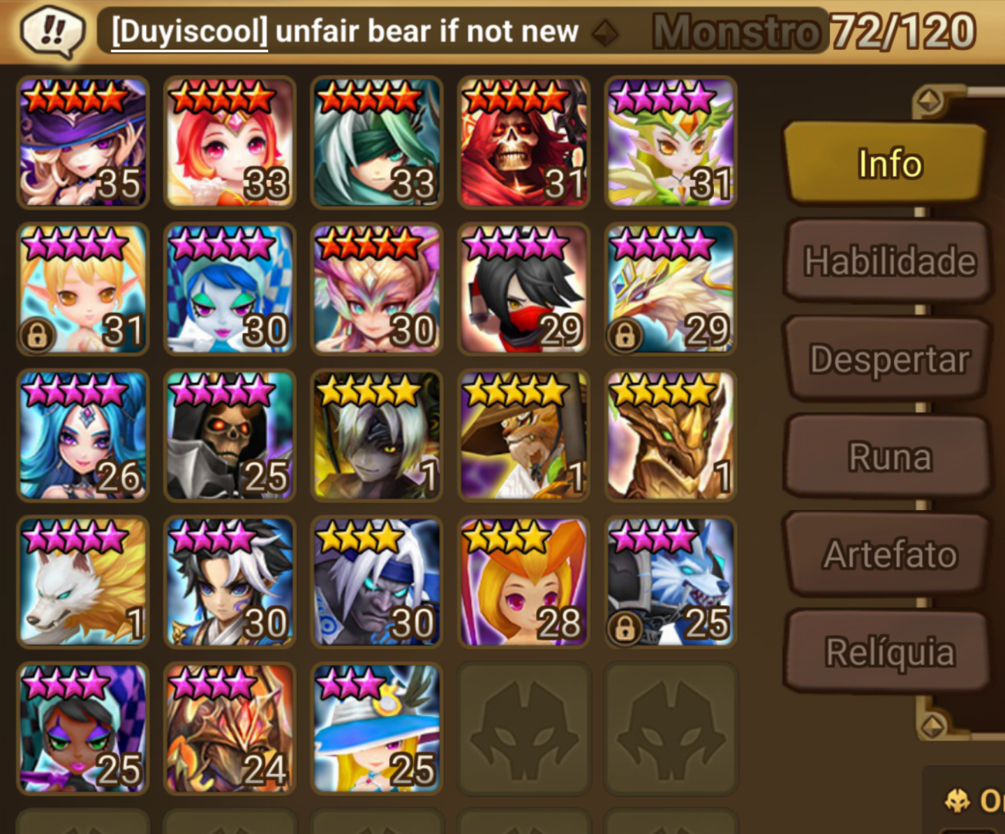 Conta Lv71 C/ Nephtys, Betta e Leah e outros Nat5, Runas Base feitas