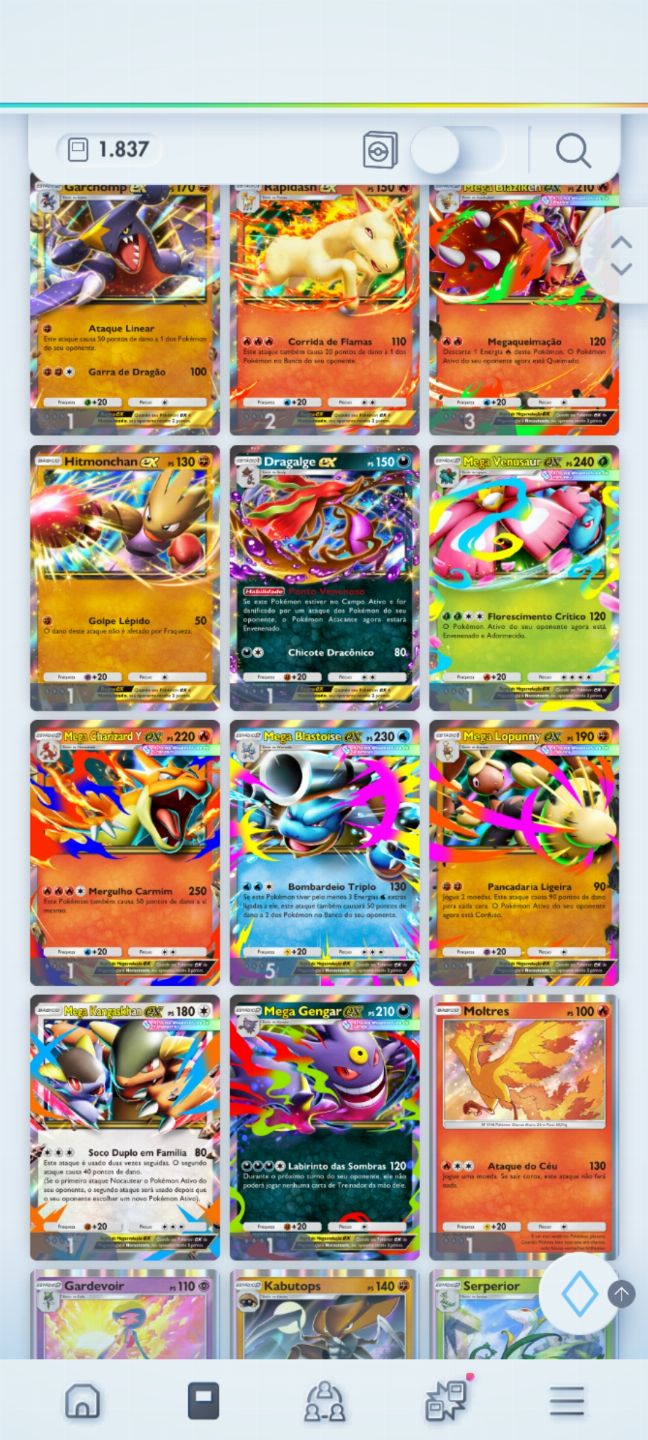 Conta com lunala ex dourada e muitas cartas ex e decks