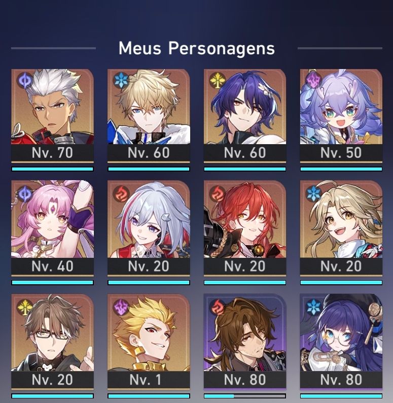 Conta tripla Hoyo (Honkai, Genshin e Zzz) todas nível max com vários personagens