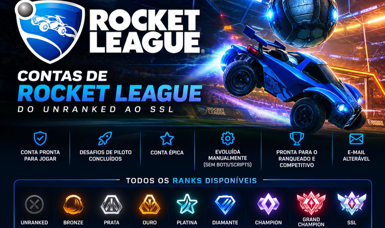 [MELHORES PREÇOS] CONTAS ROCKET LEAGUE | UNRANKED - SSL | FULL ACESSO