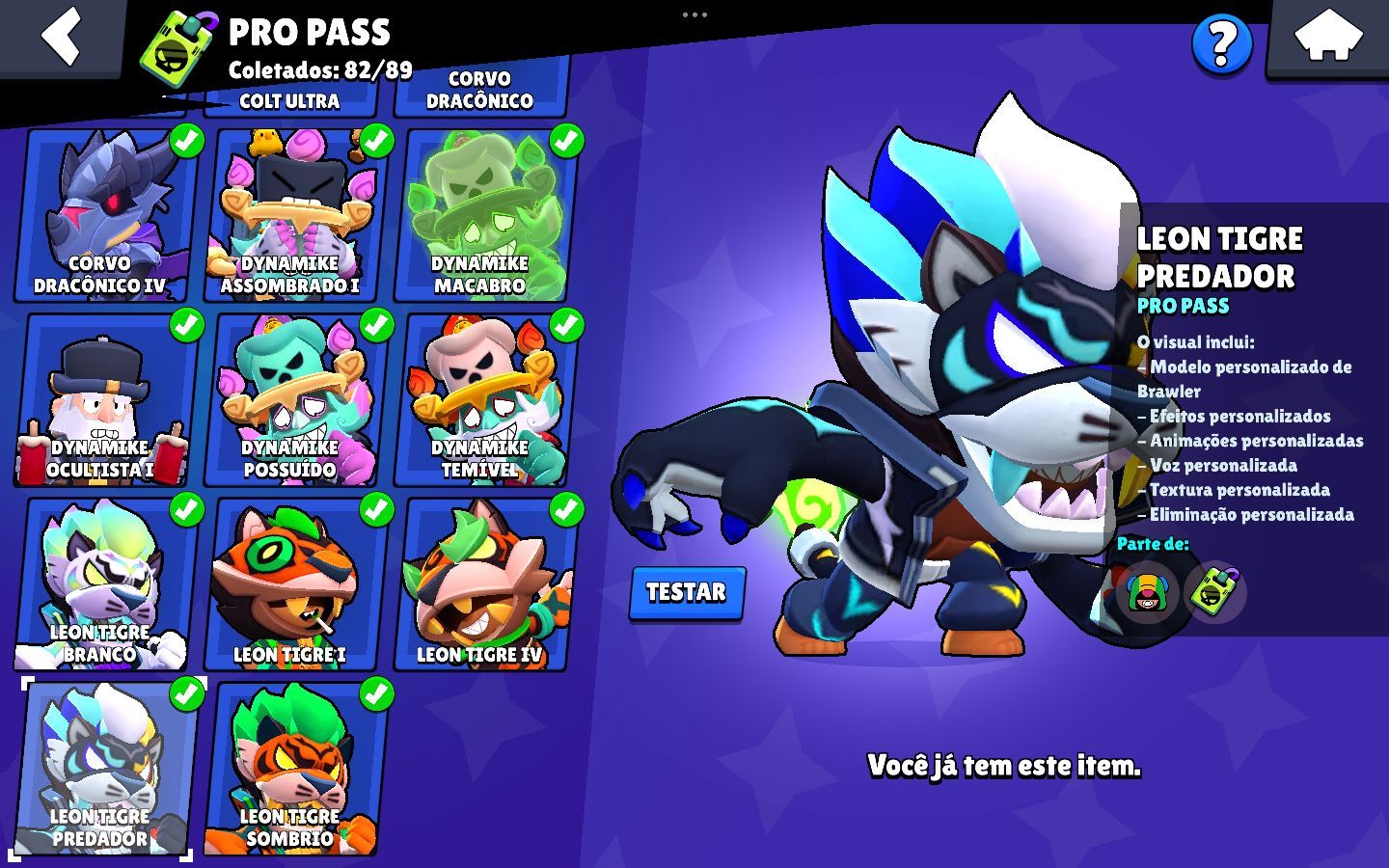 CONTA BRAWL STARS FULL PODER 11+SKINS RARAS