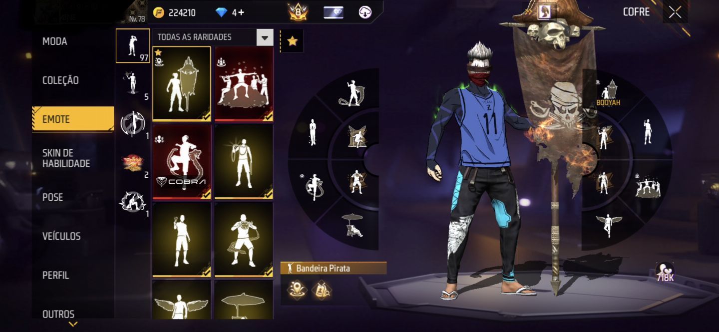 CONTA FREE FIRE QUASE LEVEL 80 com vários passe e coisas raras.