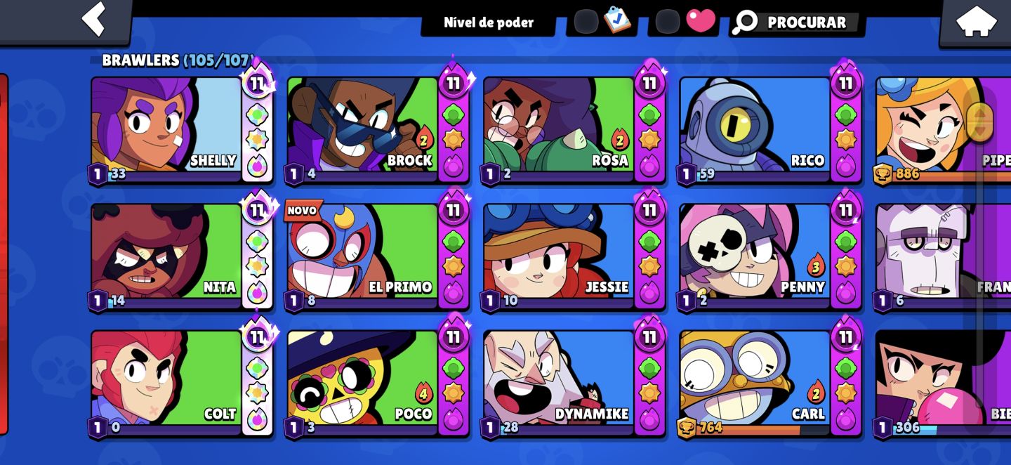CONTA BRAWL STARS INSANA | 105/107 BRAWLERS|SKINS LENDÁRIAS/MÍTICAS HIPERCARGAS