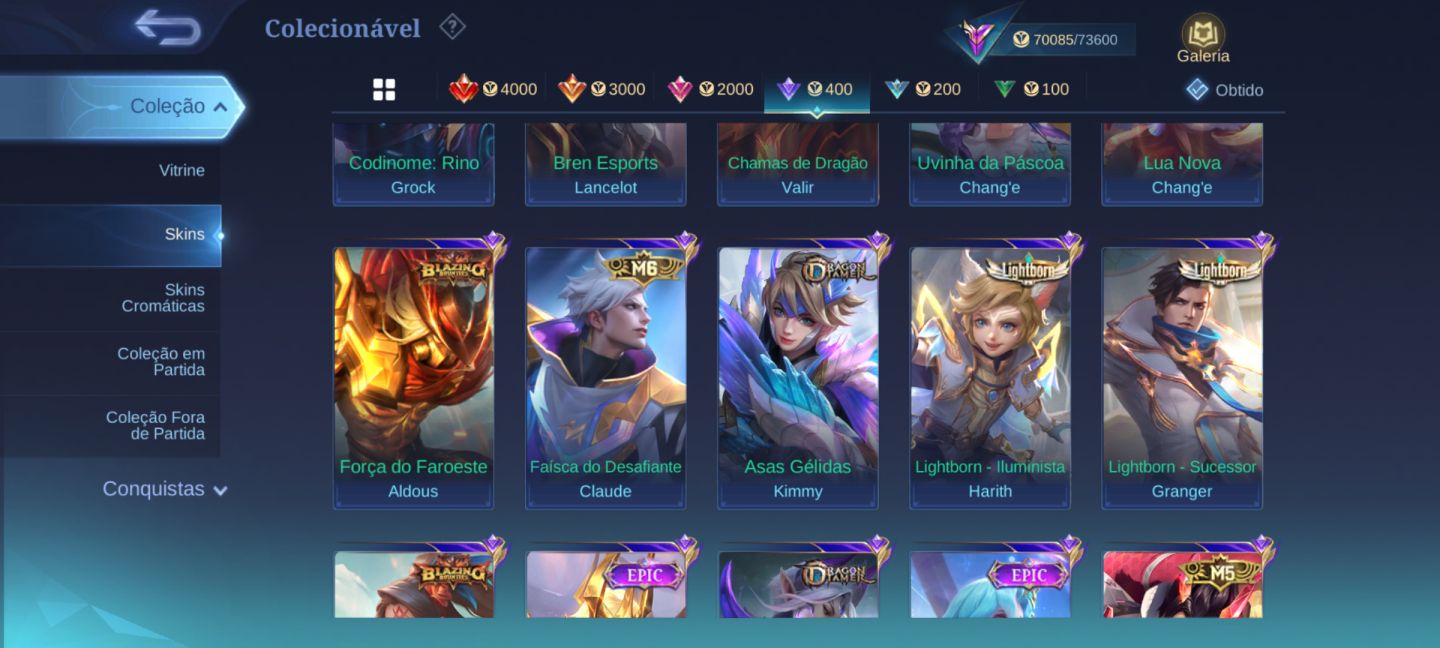 CONTA COLECIONADOR RENOMADO 2 FULL HERÓIS E 309 SKINS
