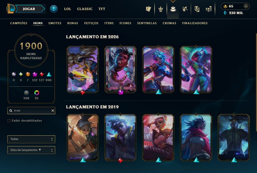 [HANDLEVEL] 1.900 SKINS+2014+LINHA TRUE DAMAGE/HEARTSTEEL NOVA+[DADOS FULL