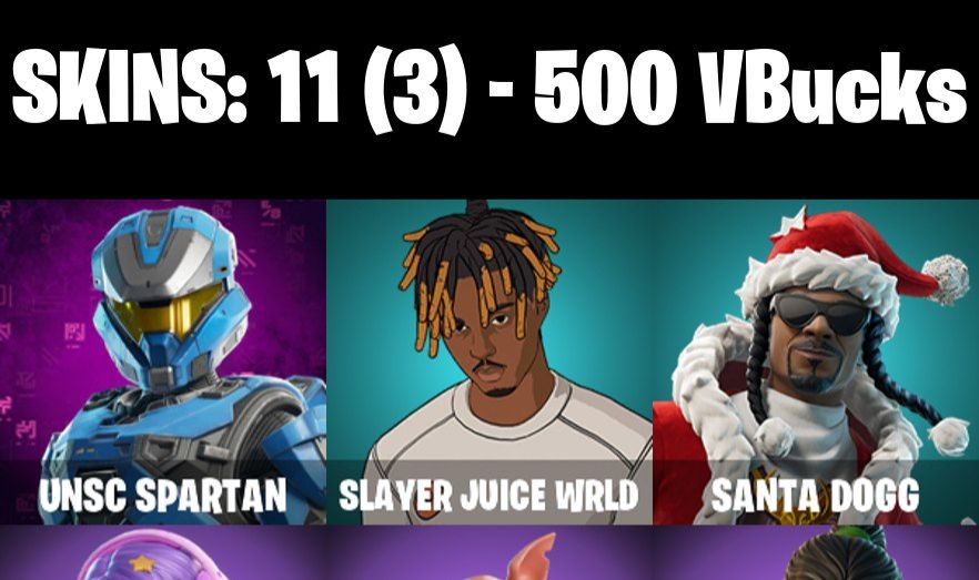 CONTA FORTNITE COM 11 SKINS UNSC SPARTAN/SANTA DOGG/AGENT PATCH/YOO-MI