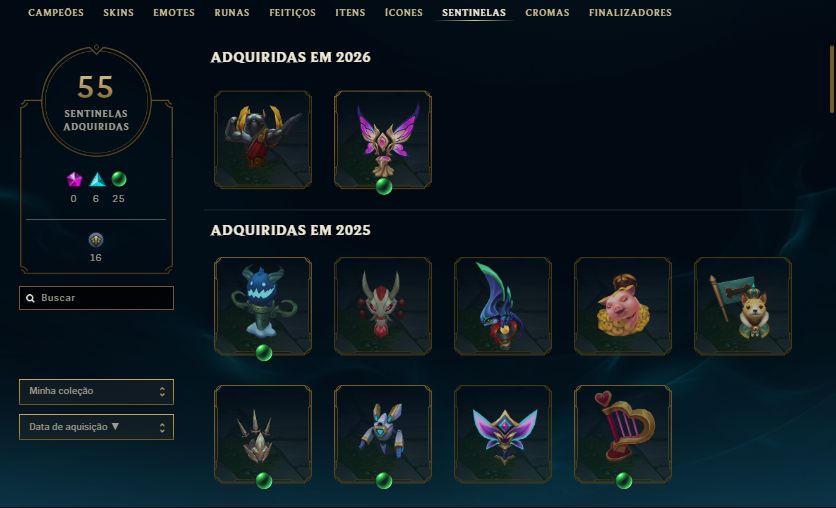 Conta LOL esmeralda lvl 586, full champs, 283 skins