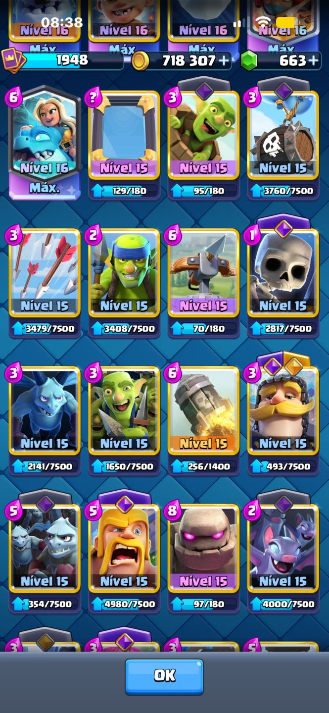 CONTA DE CLASH ROYALE 10Y 1948 COLECÃO E BRAWL 22K