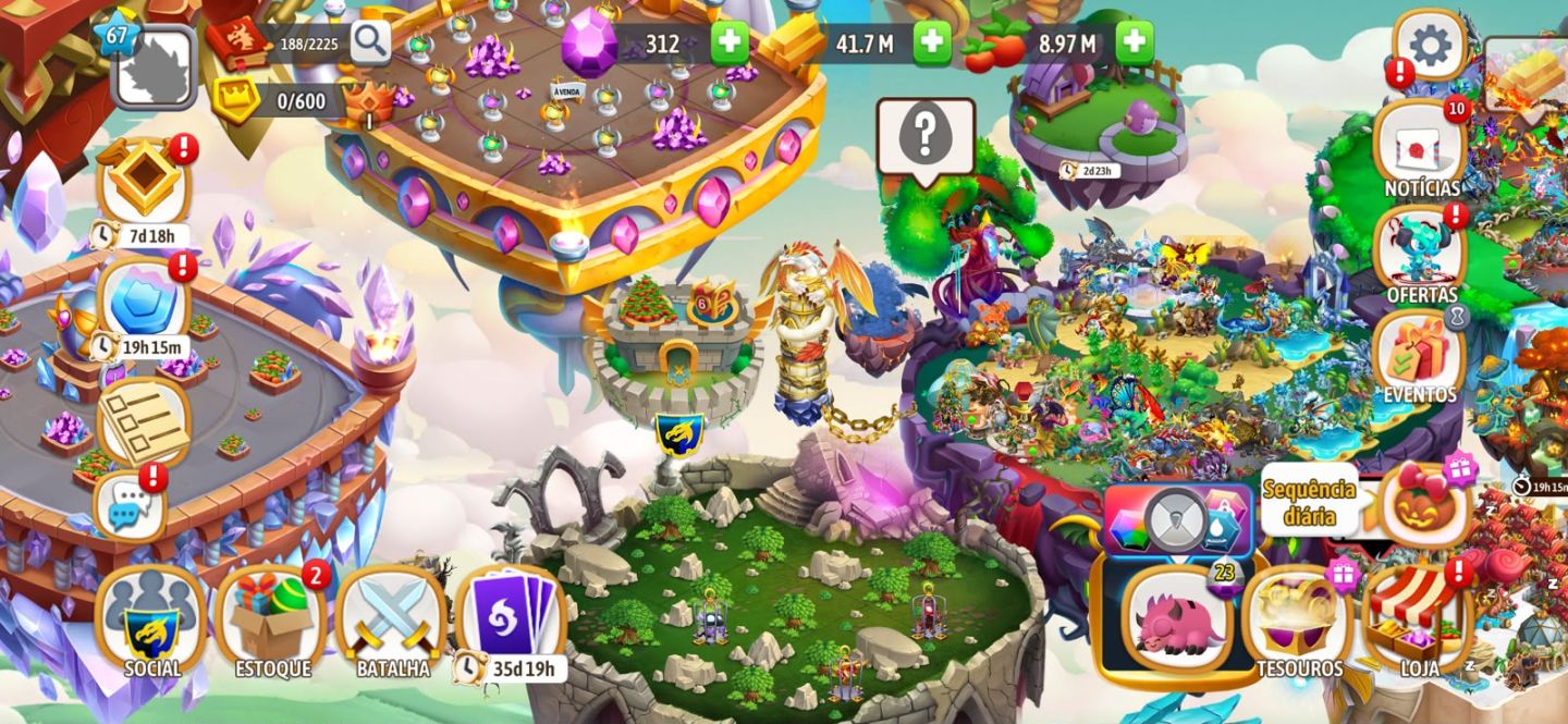 CONTA DRAGON CITY NÍVEL 67 | 5 HERÓICOS (RAINHA BRANCA E2) + TITÃS + 312 GEMAS