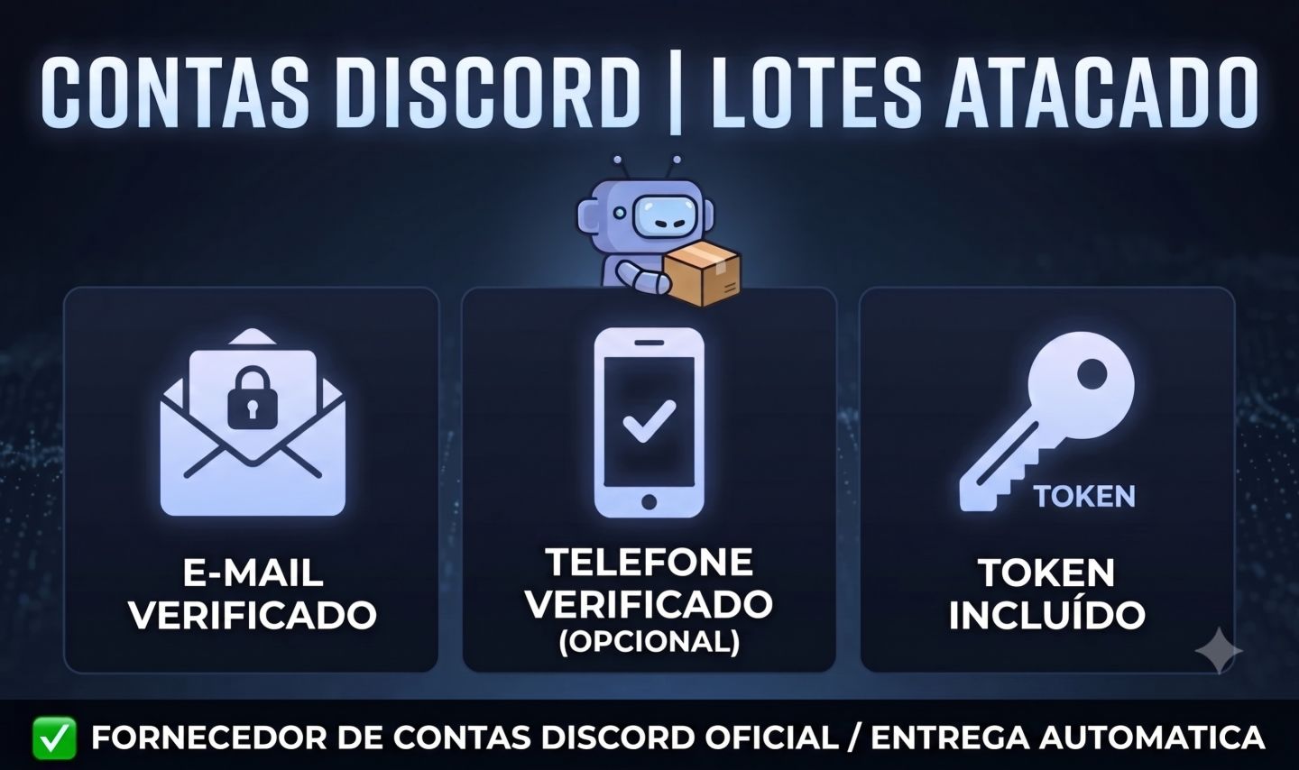 Contas Discord | E-mail + Telefone + Token | Acesso IMAP e Webmail | Fornecedor.