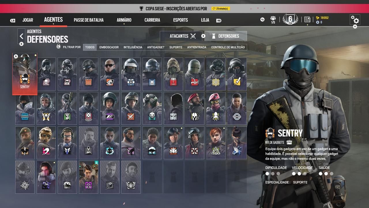 CONTA DE R6 COM MAIS DE 640 HORAS DE JOGO DIVERSAS SKINS E AGENTES, NÍVEL 204
