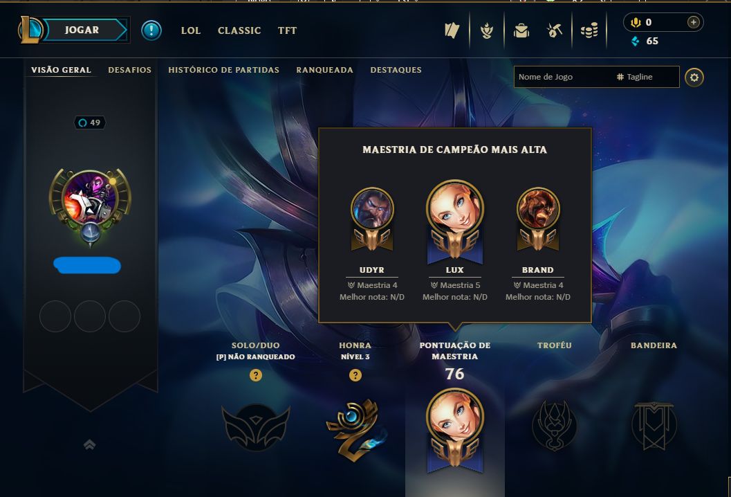 CONTA LOL LVL 49 | 48 SKINS | 39 ÍCONES