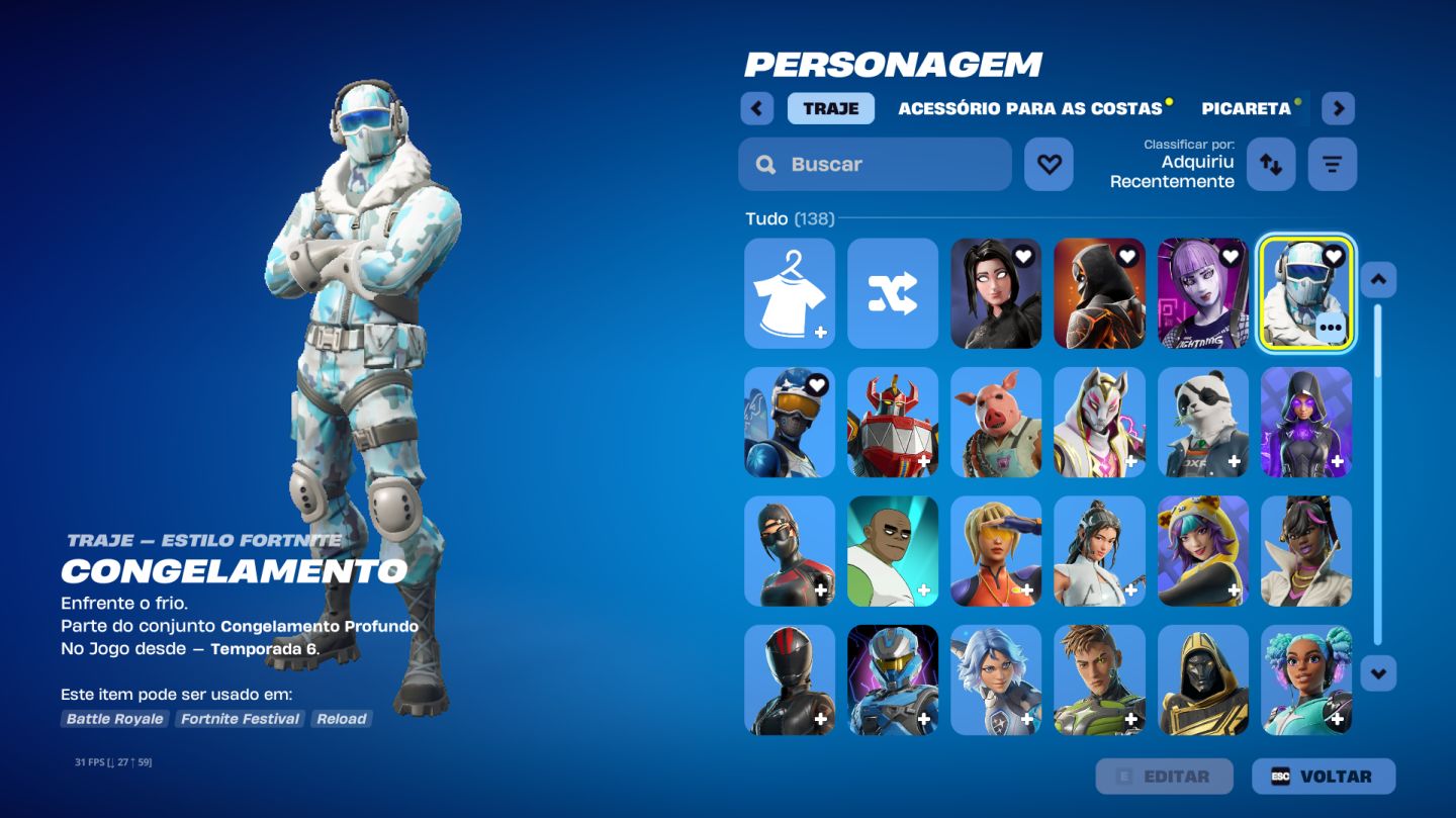 CONTA FORTNITE À VENDA | 136 SKINS + 193 PICARETAS!