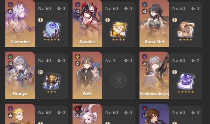 CONTA HSR, CASTORICE, SPARXIE, SPARKLE, RUAN MEI, BRONYA, WELT, GILGAMESH TL 51